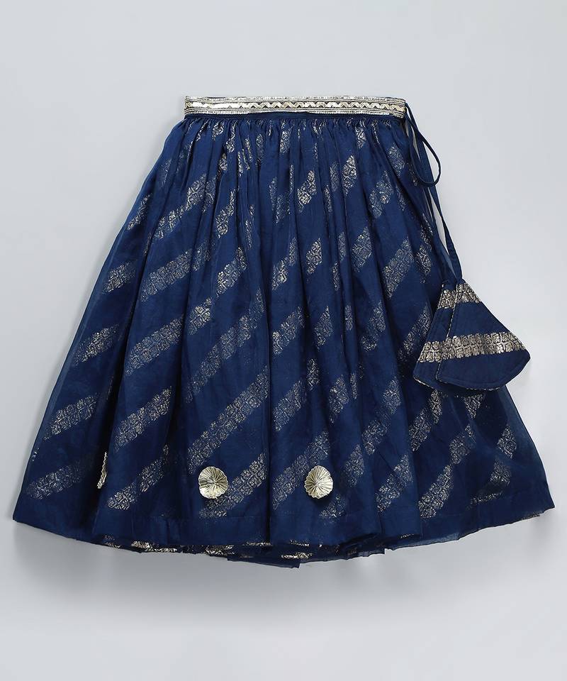 Blue embroidered organza lehenga set