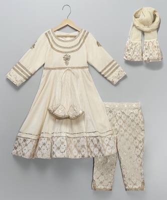 White embroidered velvet anarkali set 1