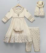 White embroidered velvet anarkali set