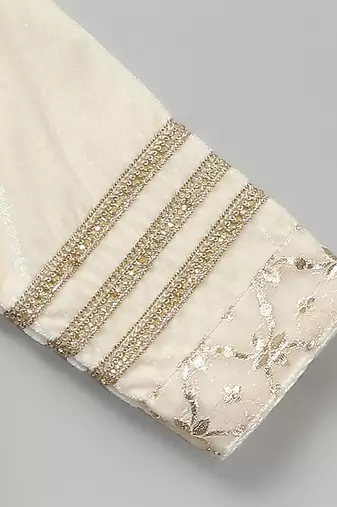 White embroidered velvet anarkali set