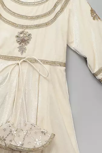 White embroidered velvet anarkali set
