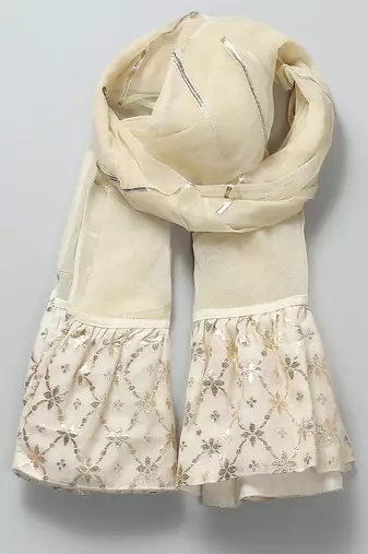 White embroidered velvet anarkali set