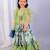 Green printed organza lehenga set