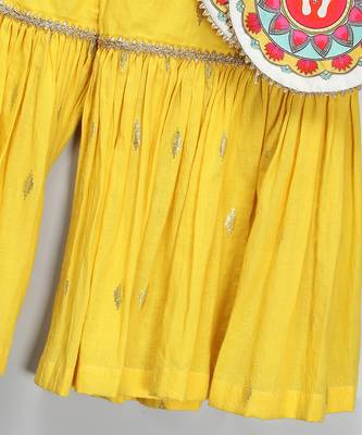 Yellow embroidered cotton silk sharara set 4