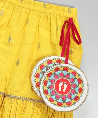 Yellow embroidered cotton silk sharara set 5