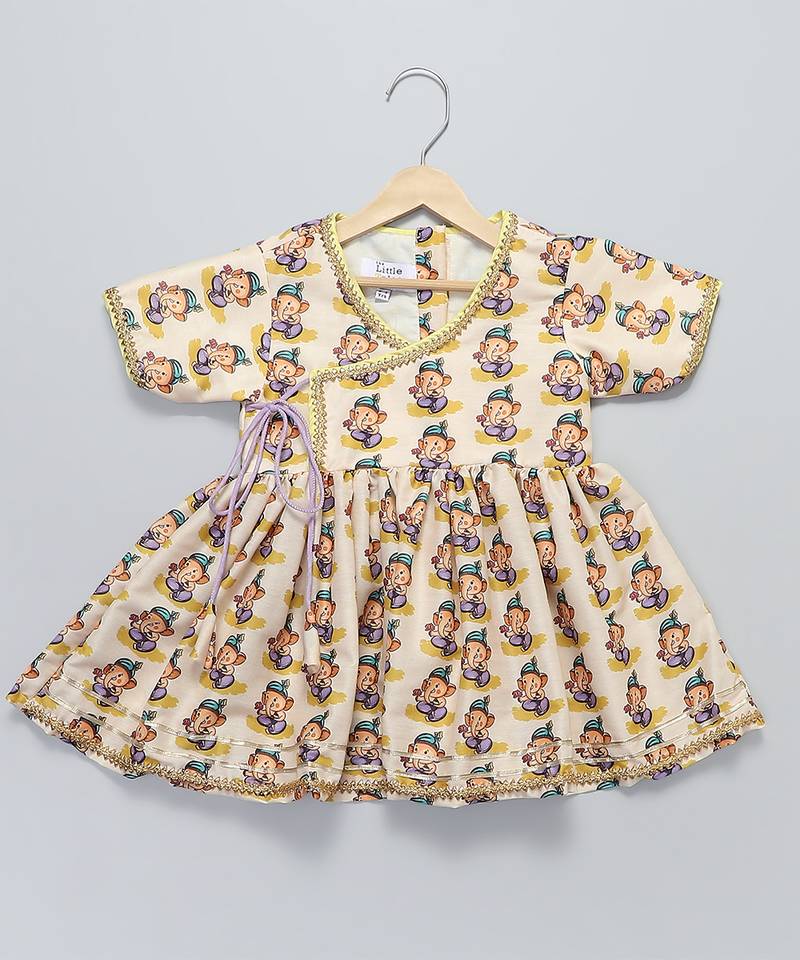 White printed cotton silk kurta set