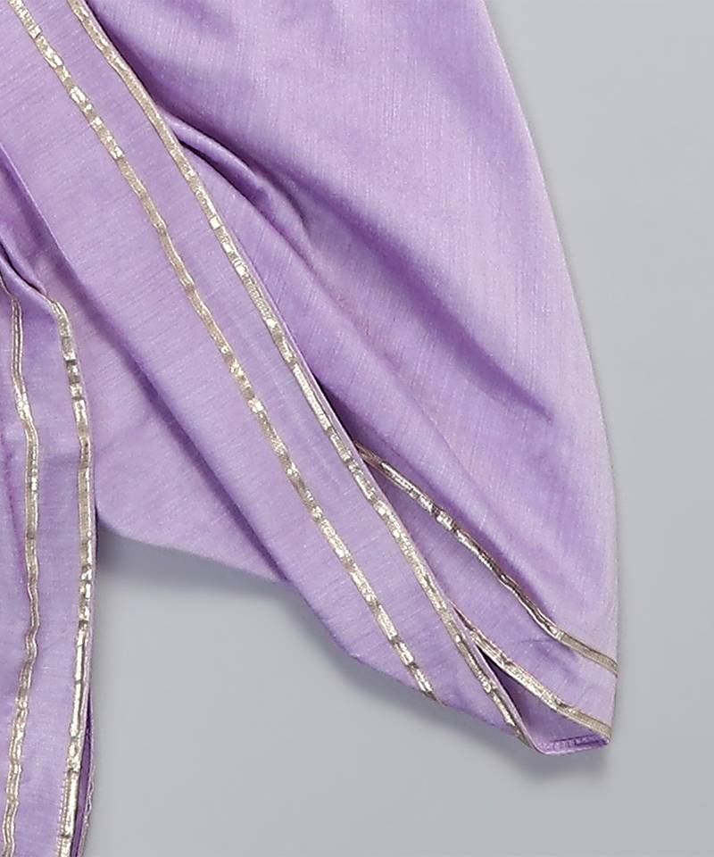 White printed cotton silk kurta set