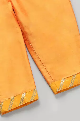 Orange embroidered organza anarkali set