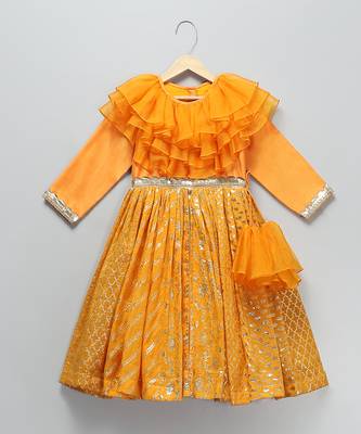 Orange embroidered organza anarkali set 4