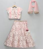Pink embroidered georgette lehenga set