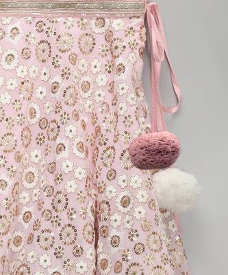 Pink embroidered georgette lehenga set 2