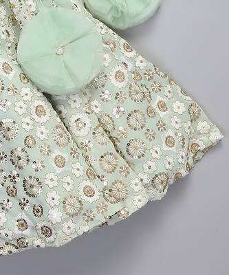 Green embroidered georgette lehenga set 3