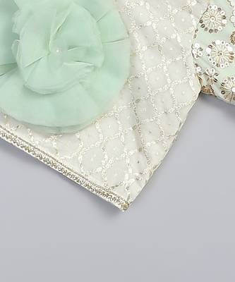 Green embroidered georgette lehenga set 4