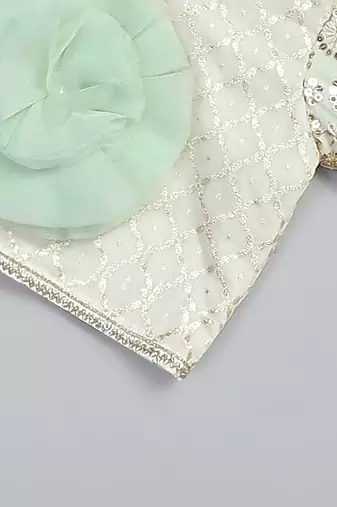 Green embroidered georgette lehenga set