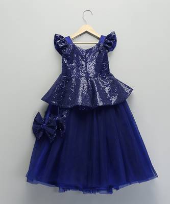 Blue sequin cotton lehenga set 1