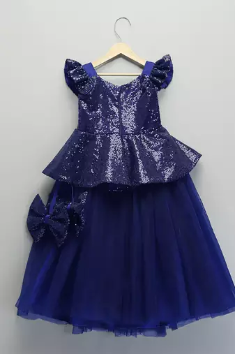 Blue sequin cotton lehenga set