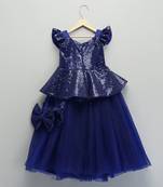 Blue sequin cotton lehenga set