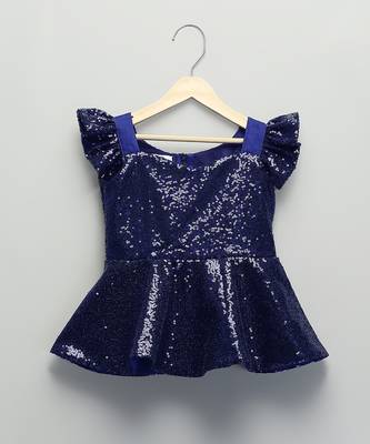 Blue sequin cotton lehenga set 3