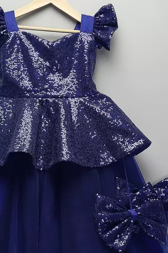Blue sequin cotton lehenga set