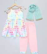 Multicolor printed cotton silk kurta set