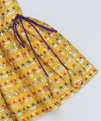 Yellow printed silk kurta set 5