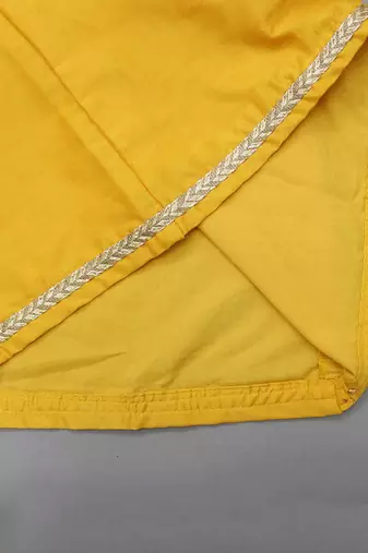 Yellow embroidered cotton silk kurta set