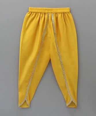 Yellow embroidered cotton silk kurta set 4
