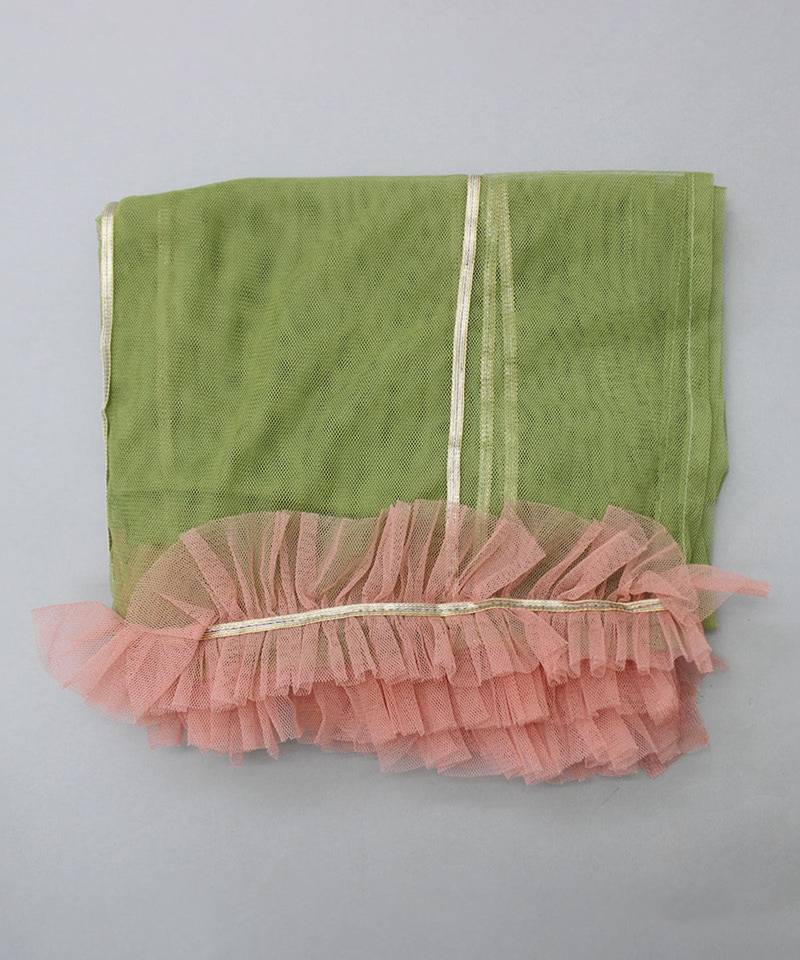 White printed cotton silk lehenga set