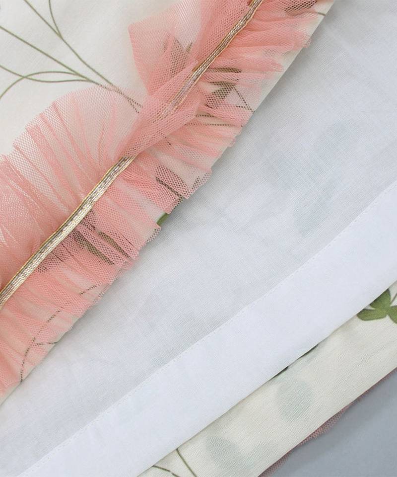 White printed cotton silk lehenga set