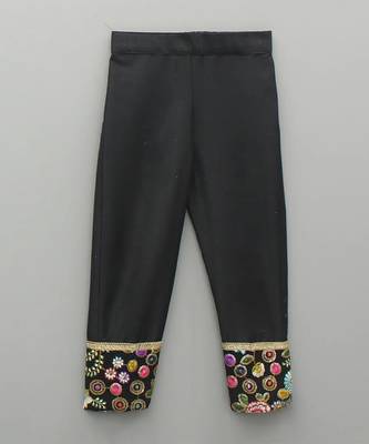 Black embroidered cotton silk kurta set 5