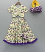 Multicolor printed cotton lehenga set