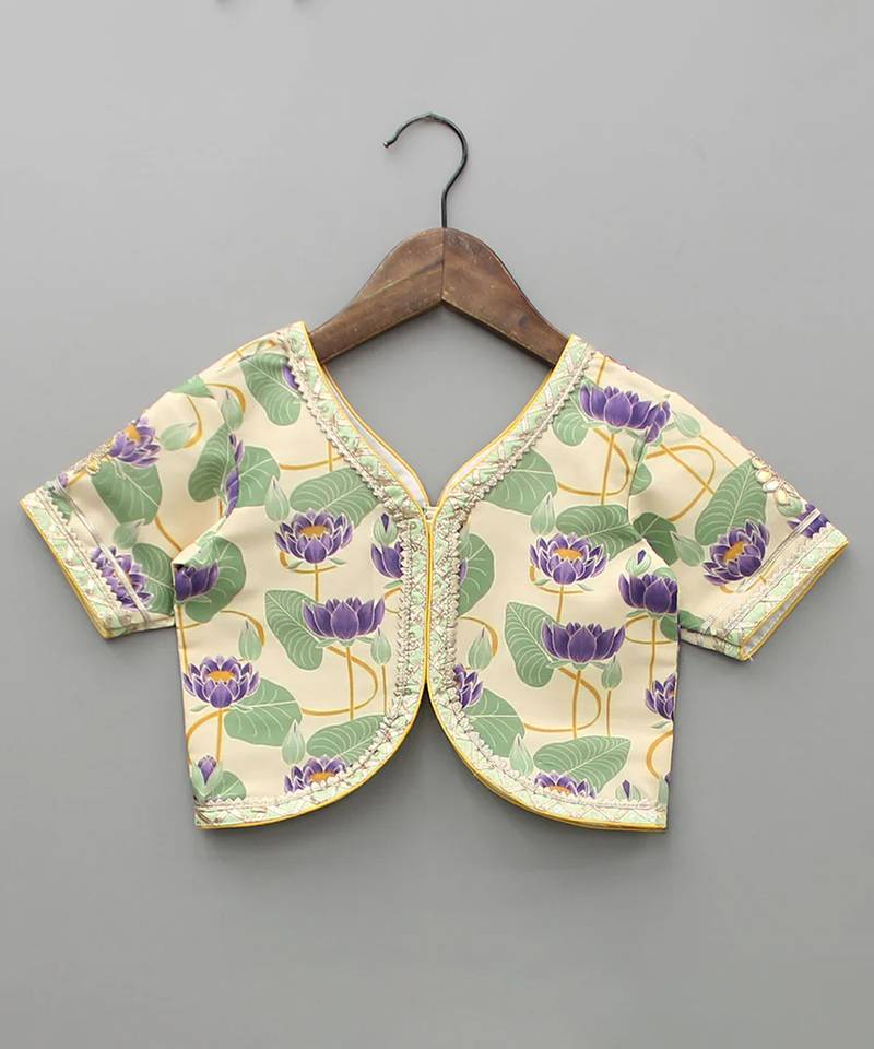 Multicolor printed cotton lehenga set