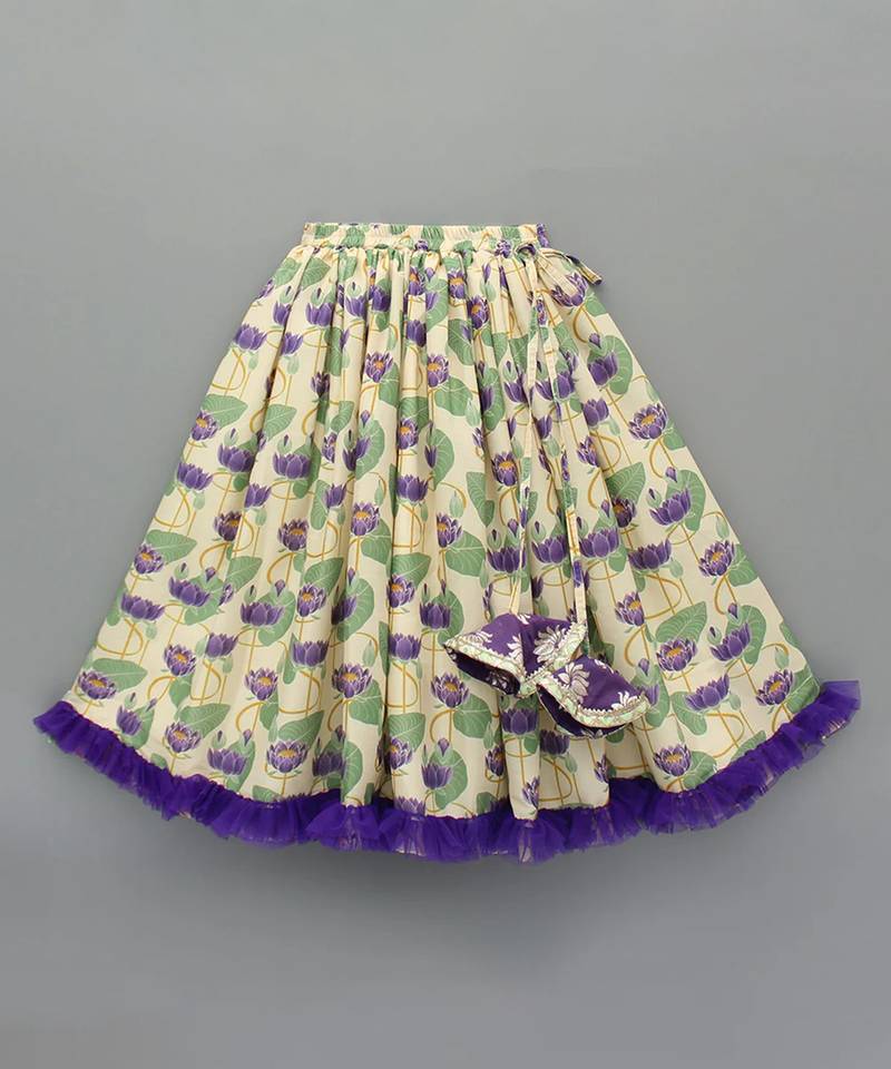 Multicolor printed cotton lehenga set