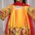 Orange embroidered cotton silk anarkali set