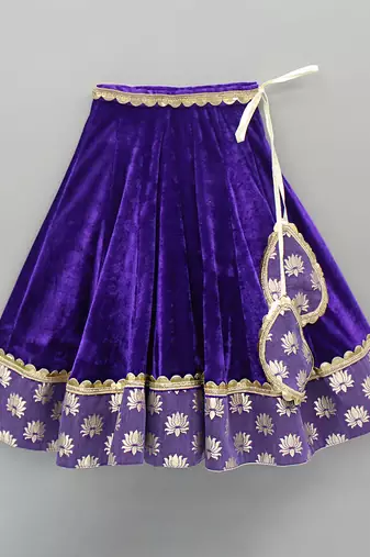 Purple embroidered velvet lehenga set