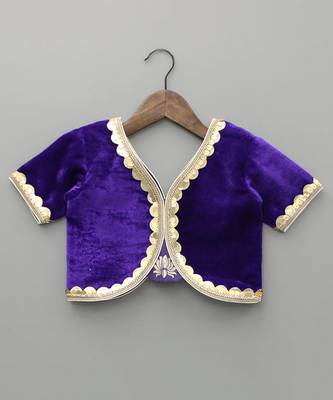 Purple embroidered velvet lehenga set 3