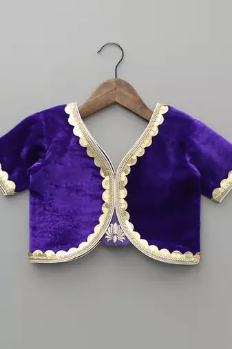 Purple embroidered velvet lehenga set