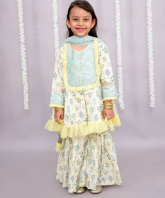 Multicolor printed cotton sharara set 1