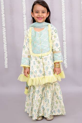 Multicolor printed cotton sharara set