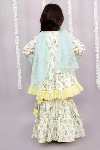 Multicolor printed cotton sharara set
