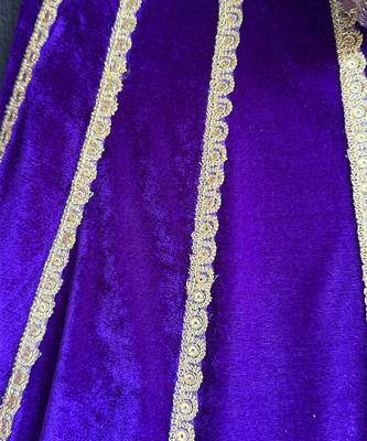 Purple embroidered velvet lehenga set 4