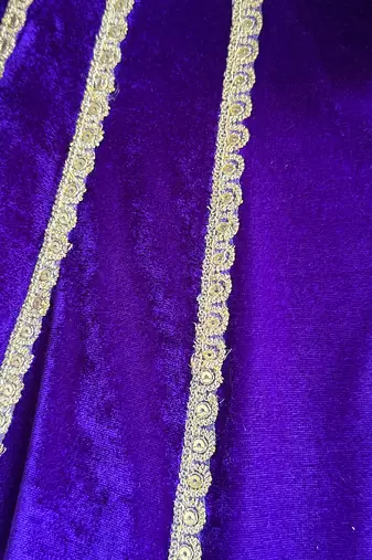 Purple embroidered velvet lehenga set