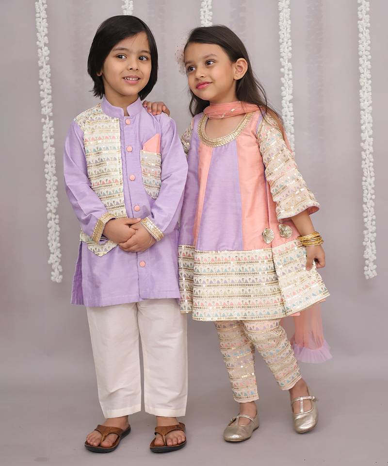 Multicolor embroidered cotton silk Kurta set