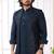 Dark Blue art silk kurta jacket set for men