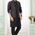 Black  art silk kurta jacket set for men