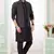 black  art silk kurta nehru jacket set for men