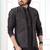 Black  art silk kurta jacket set for men