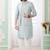 Blue  art silk kurta jacket set for men