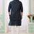 Dark Blue art silk kurta jacket set for men