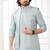 Blue  art silk kurta jacket set for men
